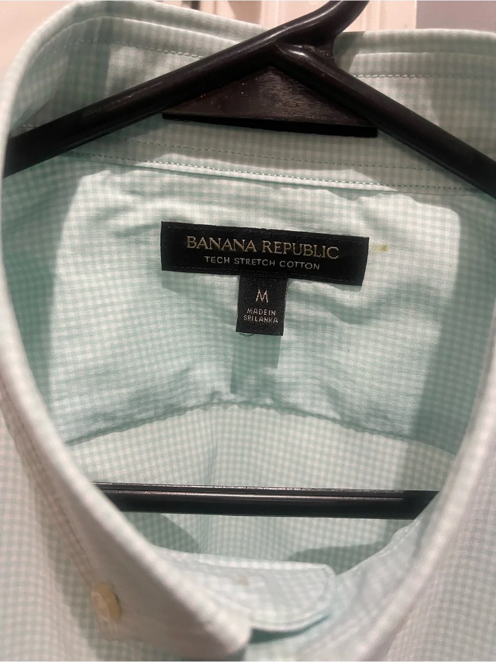 NWT Banana Republic Men's Mint Green Micro-check Button-Down Dress Shirt Sz M
